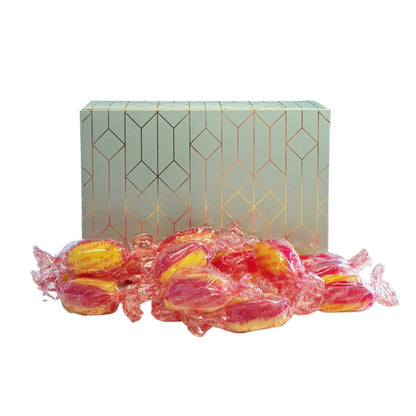 250g Rectangular Box Pattern of Sugar Free Rhubarb and Custard