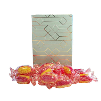 250g Rectangular Box Pattern of Sugar Free Rhubarb and Custard