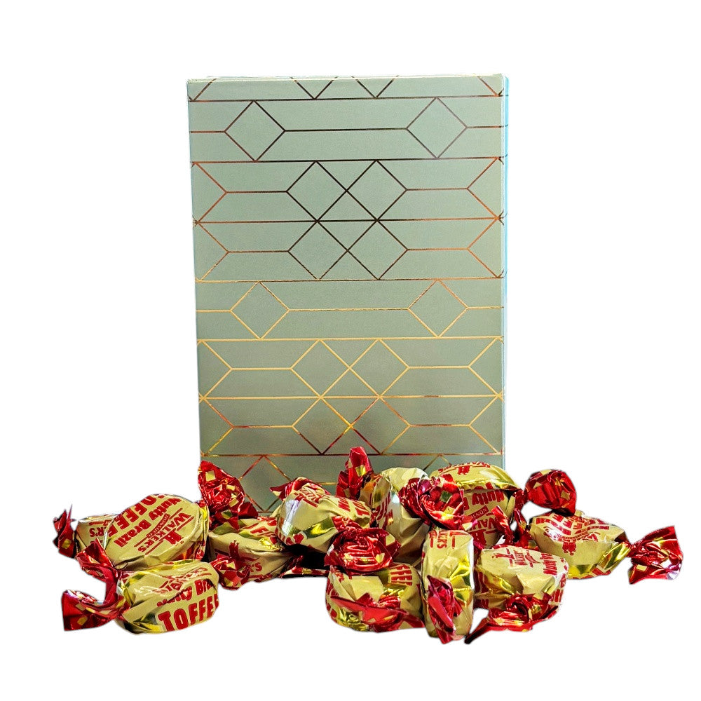 250g Rectangular Box Pattern of Walker Nutty Brazil Toffee