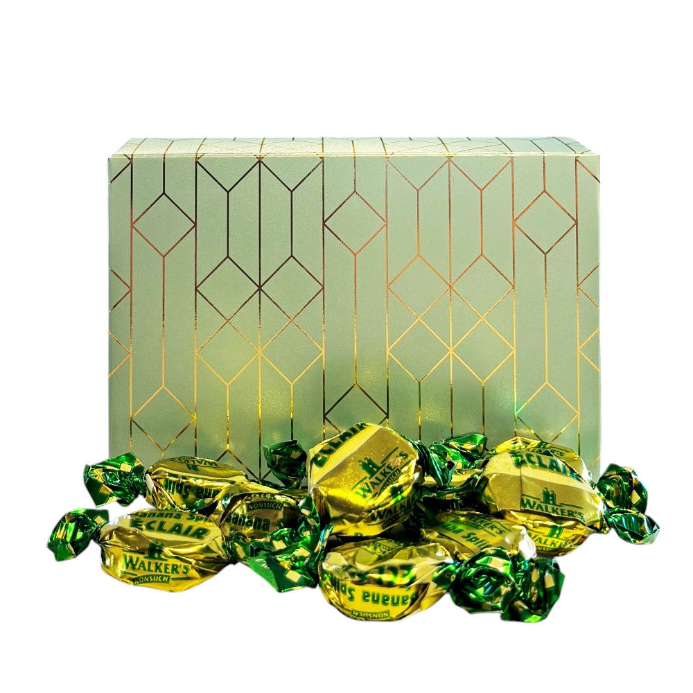 250g Rectangular Box Pattern of Walkers Banana Eclairs Toffee
