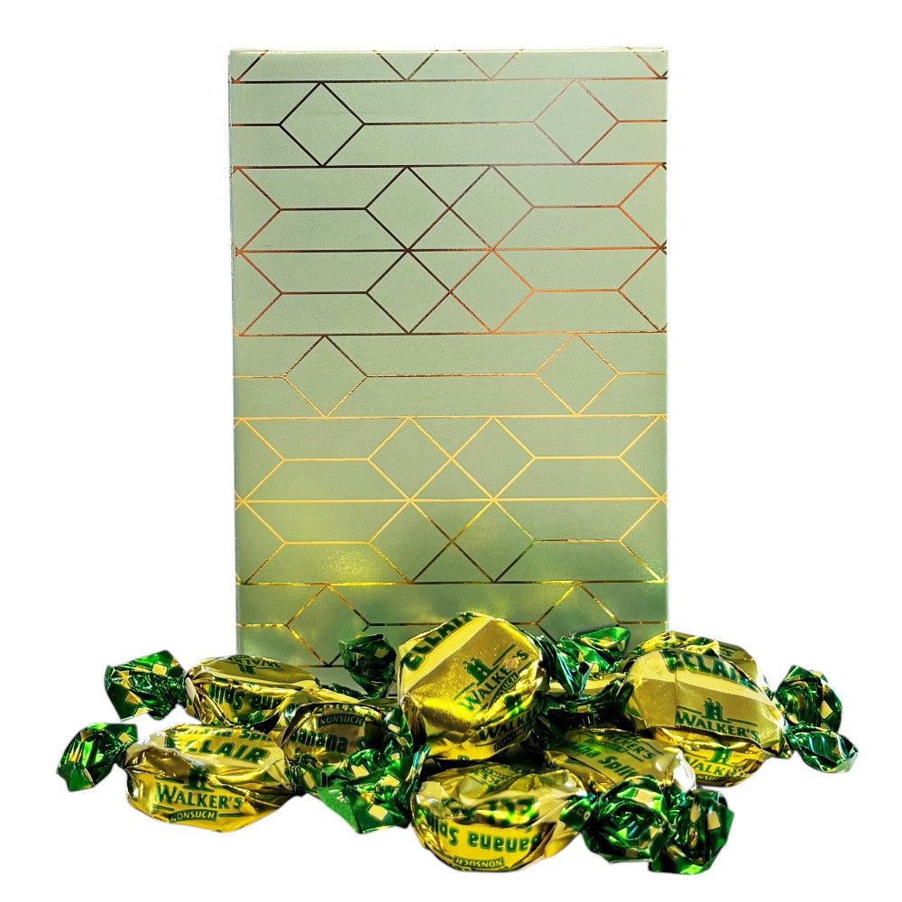 250g Rectangular Box Pattern of Walkers Banana Eclairs Toffee