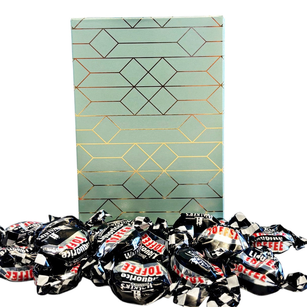 250g Rectangular Box Pattern of Walkers Liquorice Toffee
