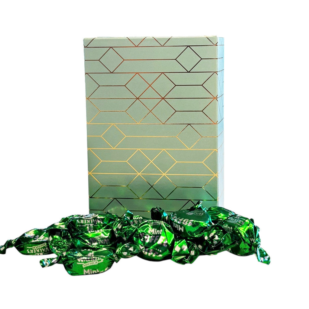 250g Rectangular Box Pattern of Walkers Mint Toffee