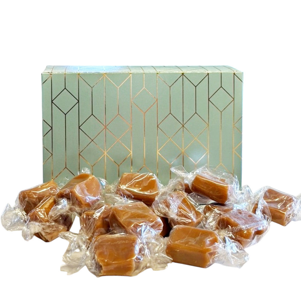 250g Rectangular Patterned Box of Bristows Salted Caramel Fudge