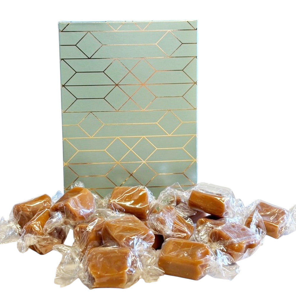 250g Rectangular Patterned Box of Bristows Salted Caramel Fudge