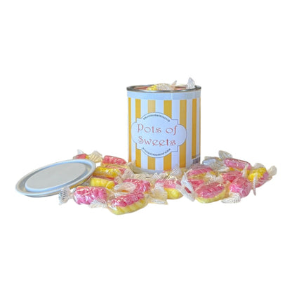 250g Paint Pot Tin of Rhubarb & Custard Twists