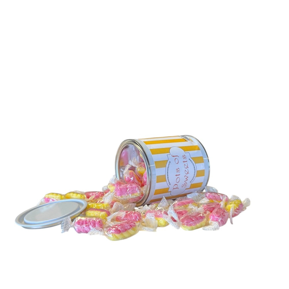 250g Paint Pot Tin of Rhubarb & Custard Twists