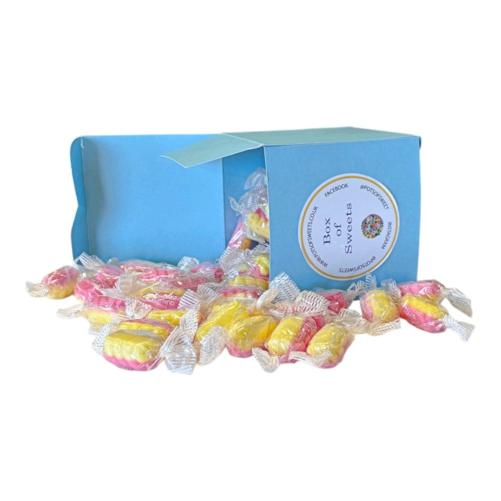 300g Square Coloured Box of Rhubarb & Custard Twists