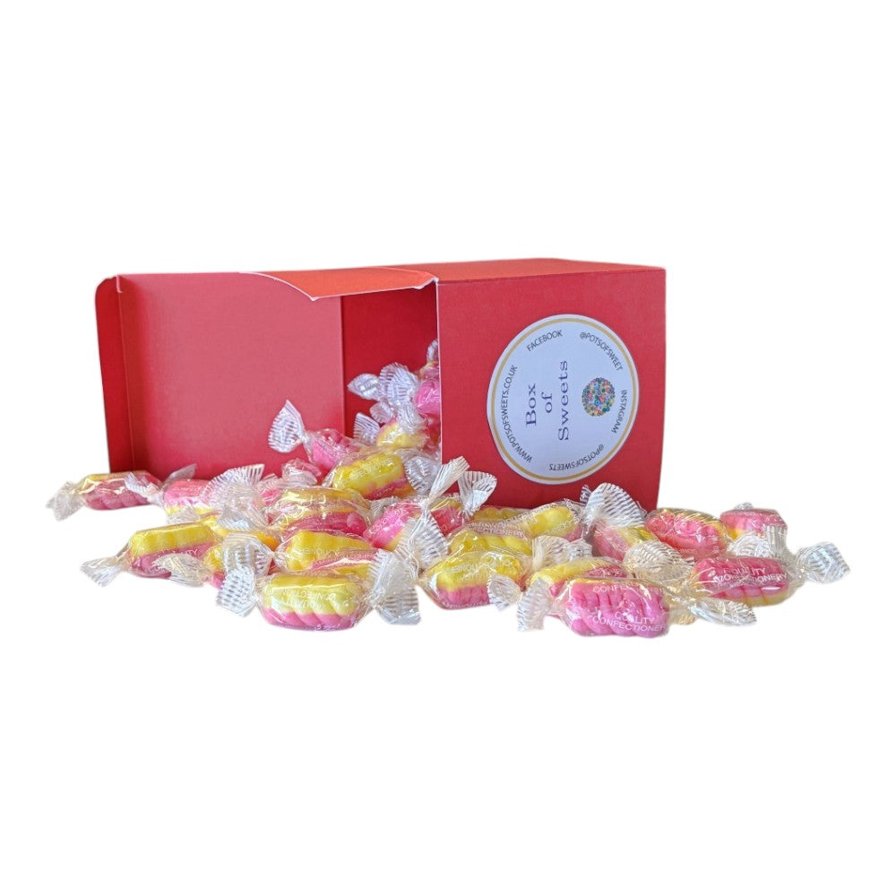 300g Square Coloured Box of Rhubarb & Custard Twists