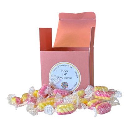 300g Square Coloured Box of Rhubarb & Custard Twists