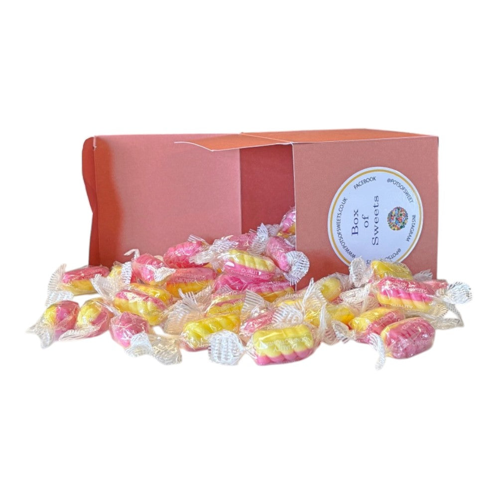300g Square Coloured Box of Rhubarb & Custard Twists