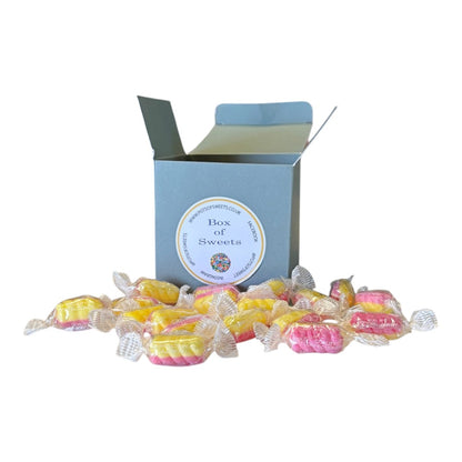 300g Square Coloured Box of Rhubarb & Custard Twists