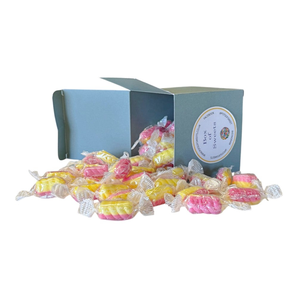 300g Square Coloured Box of Rhubarb & Custard Twists