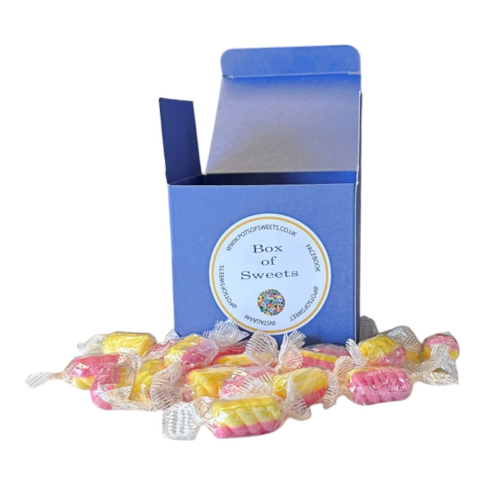 300g Square Coloured Box of Rhubarb & Custard Twists