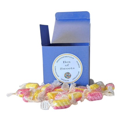 300g Square Coloured Box of Rhubarb & Custard Twists