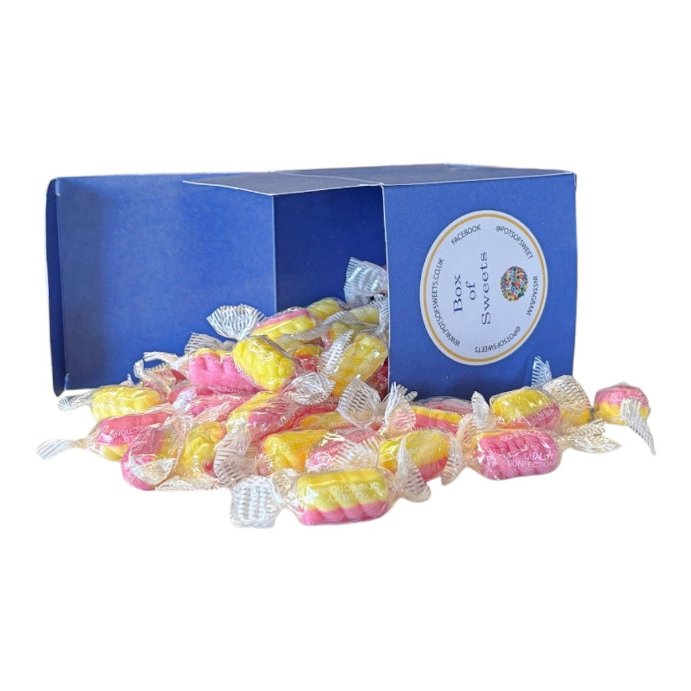 300g Square Coloured Box of Rhubarb & Custard Twists