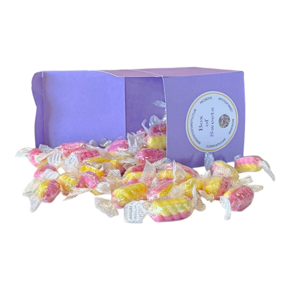 300g Square Coloured Box of Rhubarb & Custard Twists