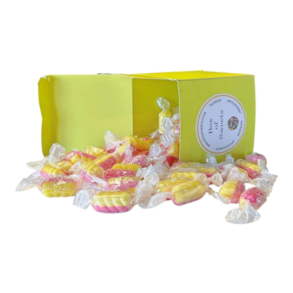 300g Square Coloured Box of Rhubarb & Custard Twists