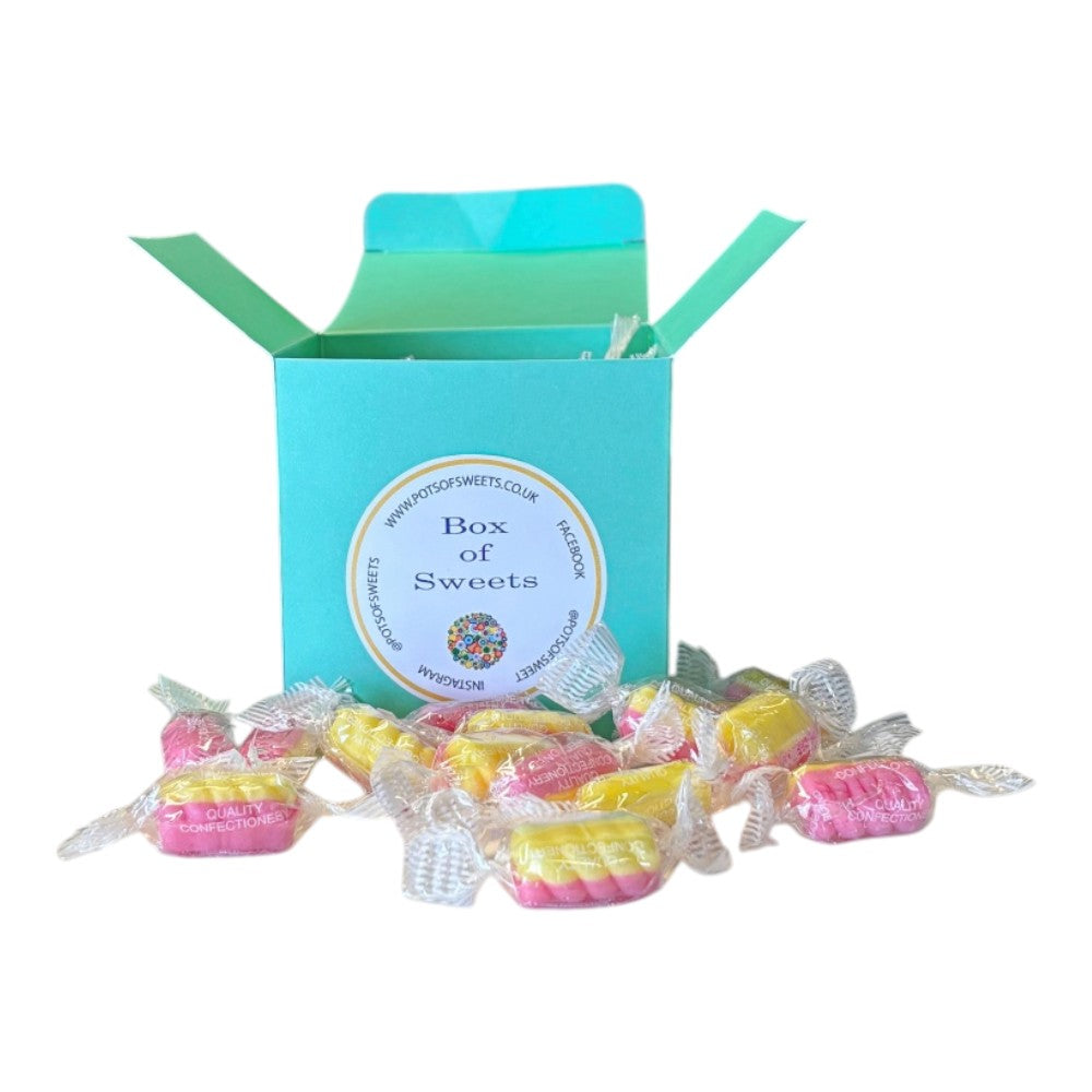 300g Square Coloured Box of Rhubarb & Custard Twists