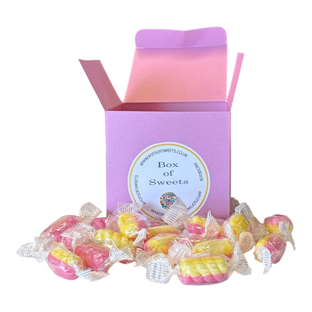 300g Square Coloured Box of Rhubarb & Custard Twists