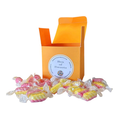 300g Square Coloured Box of Rhubarb & Custard Twists