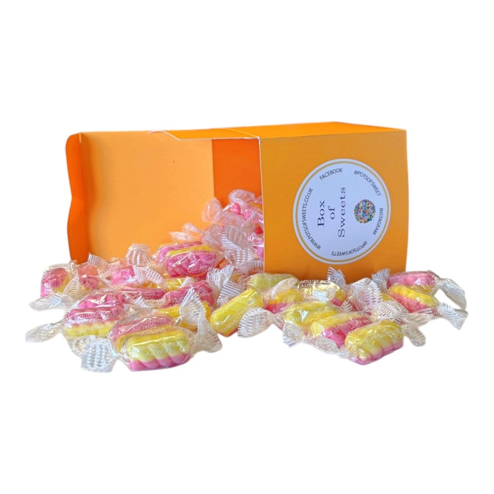 300g Square Coloured Box of Rhubarb & Custard Twists