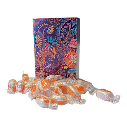 250g Rectangular Patterned Box of Iron Brew Humbugs