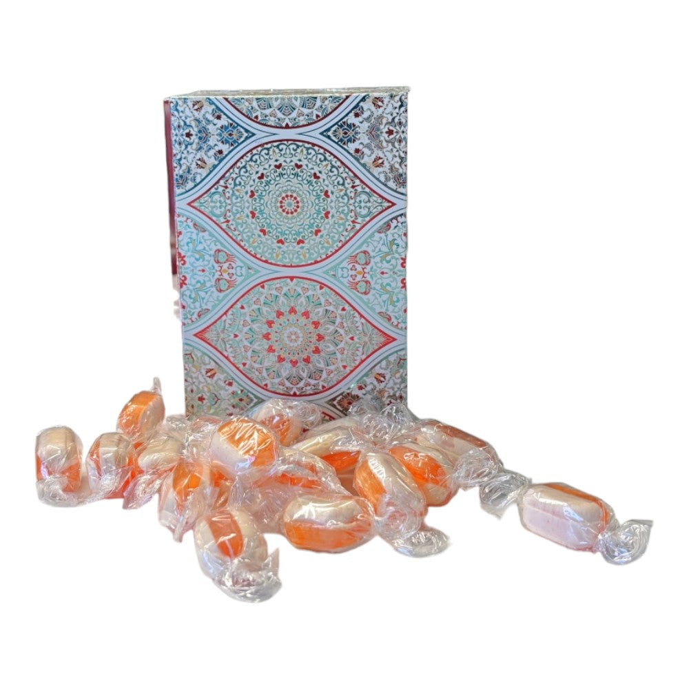 250g Rectangular Patterned Box of Iron Brew Humbugs