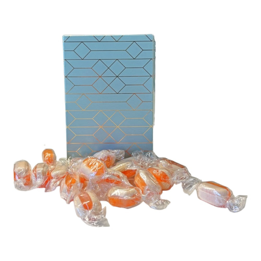 250g Rectangular Patterned Box of Iron Brew Humbugs