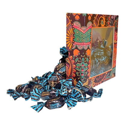 300g Square Window Paisley Pattern Box of Buchanans Milk Chocolate Caramel Toffees