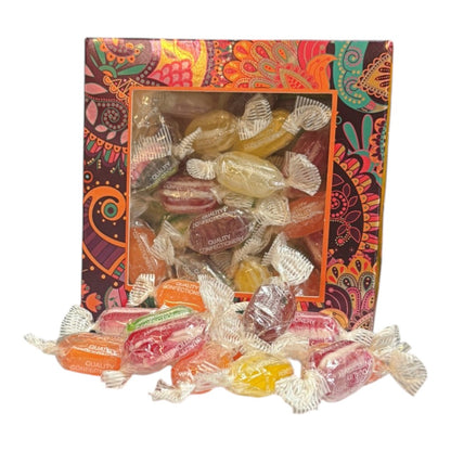 300g Square Window Paisley Pattern Box of Buchanans Winter Mix Hard Boiled Sweets