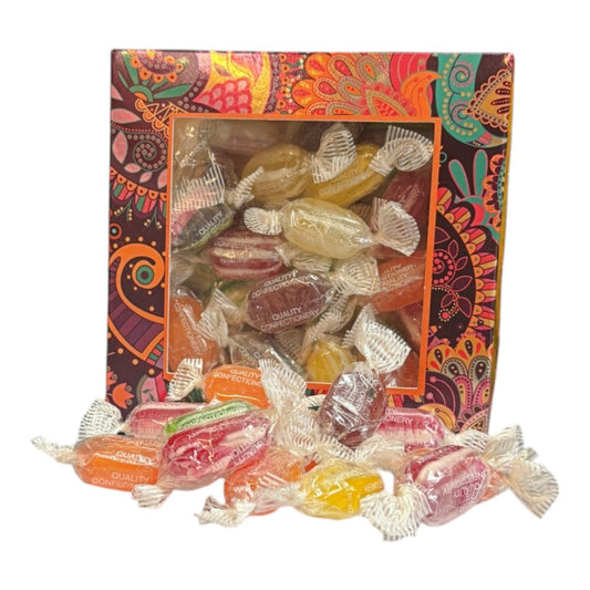 300g Square Window Pattern Box of Buchanans Winter Mix Hard Boiled Sweets