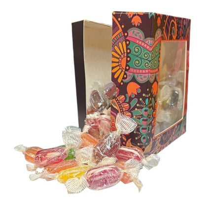 300g Square Window Paisley Pattern Box of Buchanans Winter Mix Hard Boiled Sweets