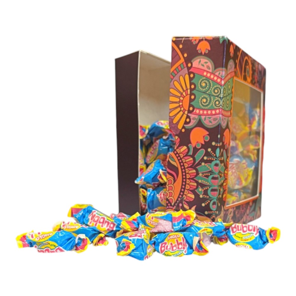 300g Square Window Paisley Pattern Box of Anglo Bubble Bubblegum