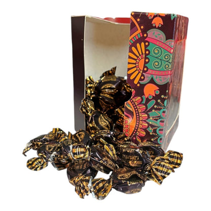 300g Square Window Paisley Pattern Box of Buchanans Chocolate Caramel Toffees