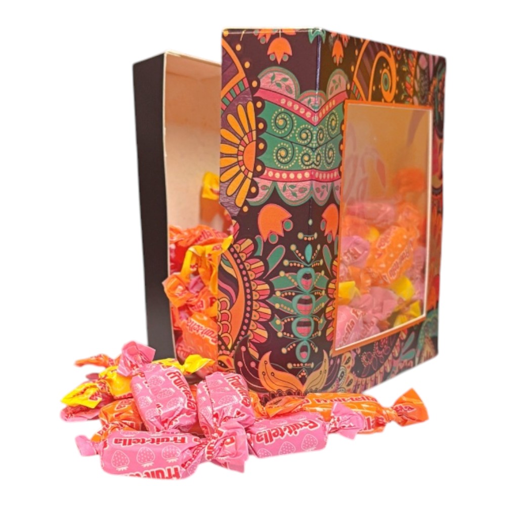 300g Square Window Paisley Pattern Box of Fruitella Juicy Fruit Chews