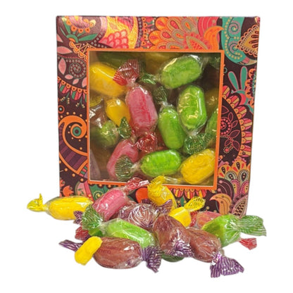 300g Square Window Paisley Pattern Box of Sherbet Fruits