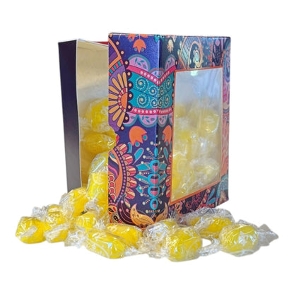 300g Square Window Paisley Pattern Box of Sherbet Lemon Sweets