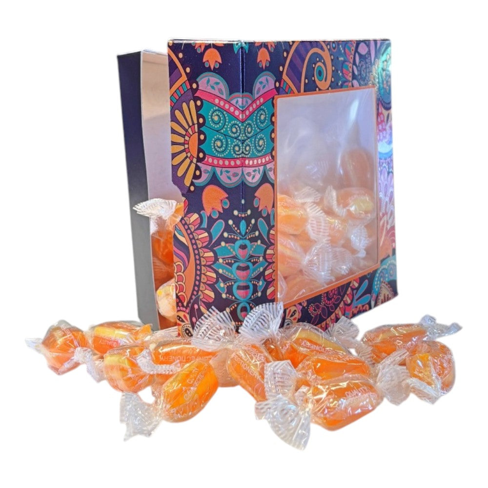 300g Square Window Paisley Pattern Box of Sherbet Pineapple Sweets
