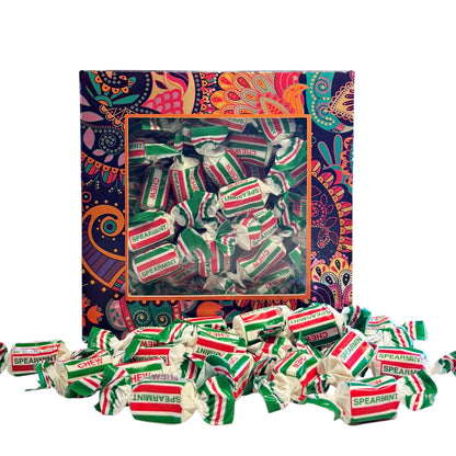 300g Square Window Paisley Pattern Box of Spearmint Chews