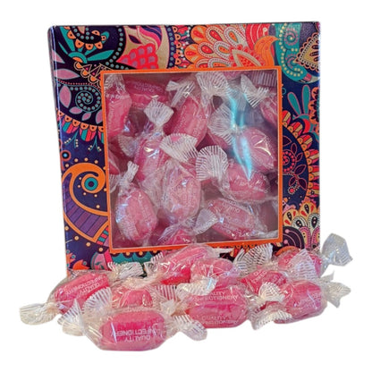 300g Square Window Paisley Pattern Box of Strawberry Sherbets Sweets