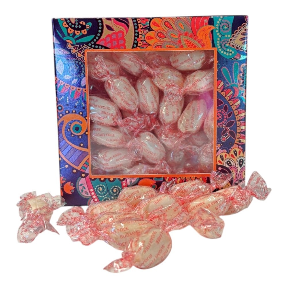 300g Square Window Paisley Pattern Box of Sugar Free Mintoes