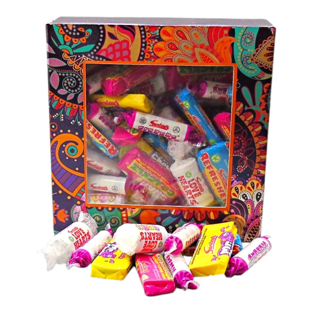 300g Square Window Paisley Pattern Box of Swizzles Retro Sweet Mix