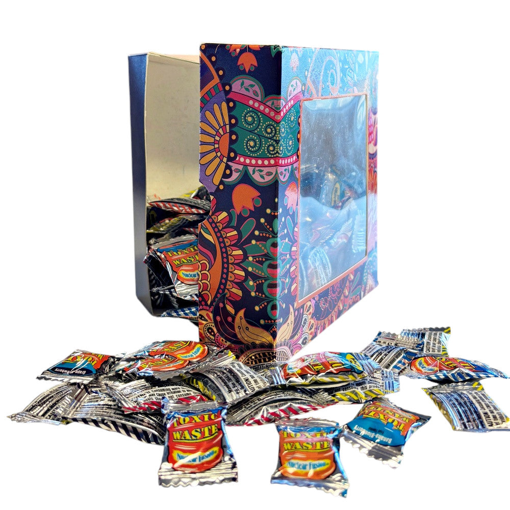 300g Square Window Paisley Pattern Box of Toxic Waste Nuclear Fusion Super Sour Sweets