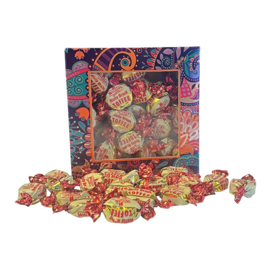300g Square Window Paisley Pattern Box of Walkers Nutty Brazil Toffee