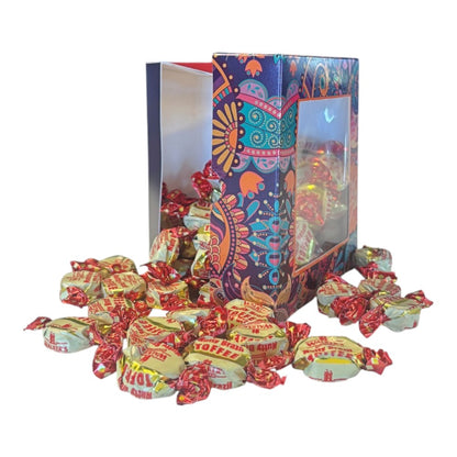 300g Square Window Paisley Pattern Box of Walkers Nutty Brazil Toffee
