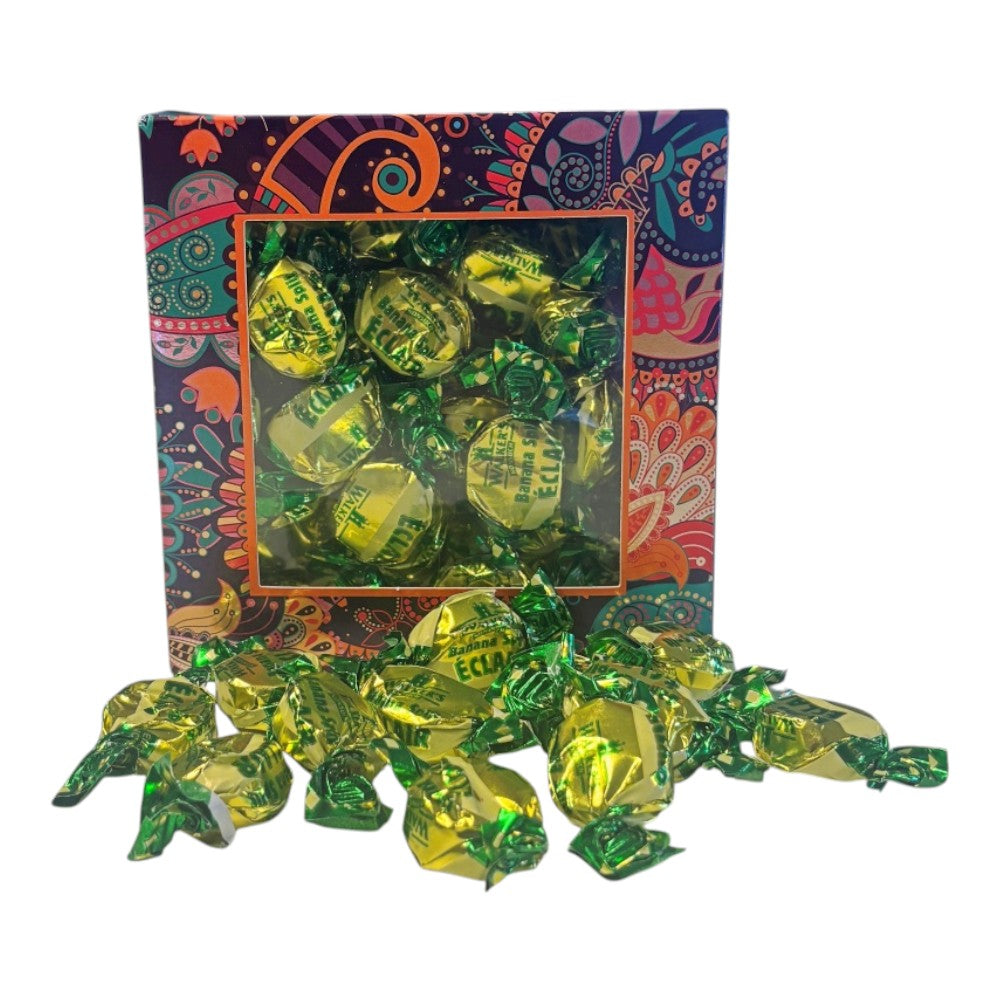 300g Square Window Paisley Pattern Box of Walkers Banana Eclairs Toffee