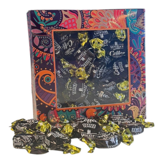 300g Square Window Paisley Pattern Box of Walkers Coffee Toffee Sweets