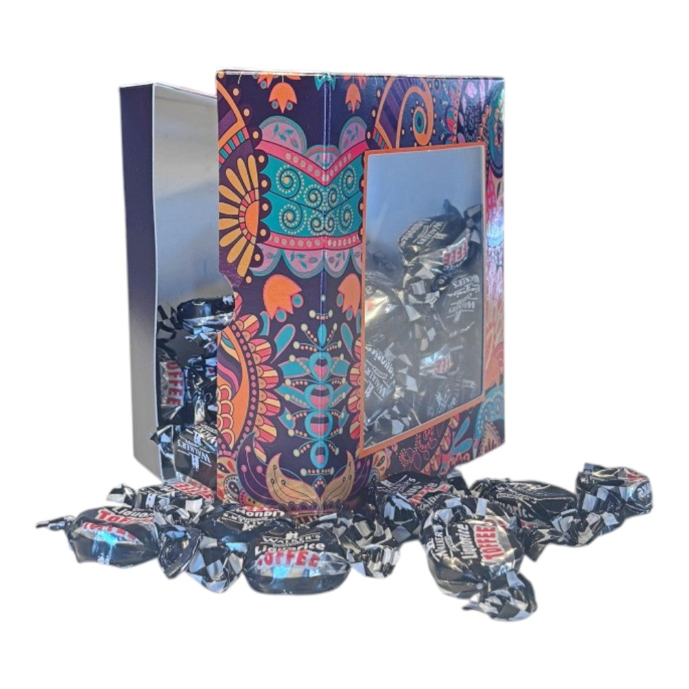 300g Square Window Paisley Pattern Box of Walkers Liquorice Toffee