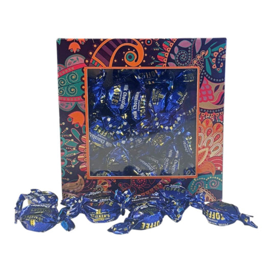 300g Square Window Paisley Pattern Box of Walkers Milk Chocolate Toffee